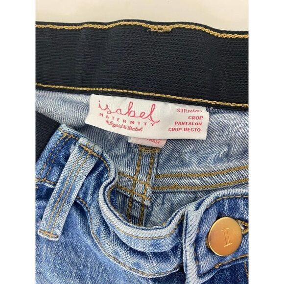 Isabel Maternity Jeans Cropped Straight Blue Denim - Size 0 - Picture 8 of 9